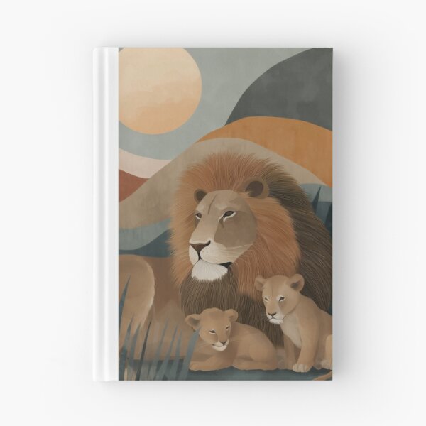 Item preview, Earthy Retro Lion Family Illustration | Warm Nursery Decor designed and sold by WabiSabiSjak.