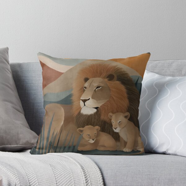 Item preview, Earthy Retro Lion Family Illustration | Warm Nursery Decor designed and sold by WabiSabiSjak.