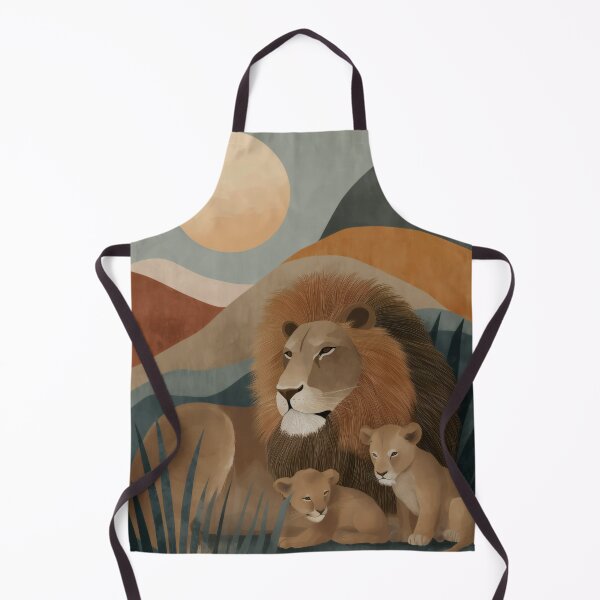 Item preview, Earthy Retro Lion Family Illustration | Warm Nursery Decor designed and sold by WabiSabiSjak.