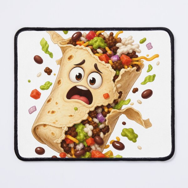 Item preview, Shocked Cartoon Burrito Exploding with Toppings designed and sold by jgvisualarts.