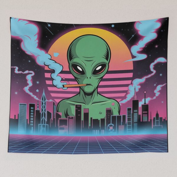 Item preview, Retro Smoking Alien UFO Graphic designed and sold by ALL ART .