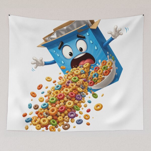 Item preview, Crazy Cereal Box Character Spilling Colorful Fruit Loops designed and sold by jgvisualarts.