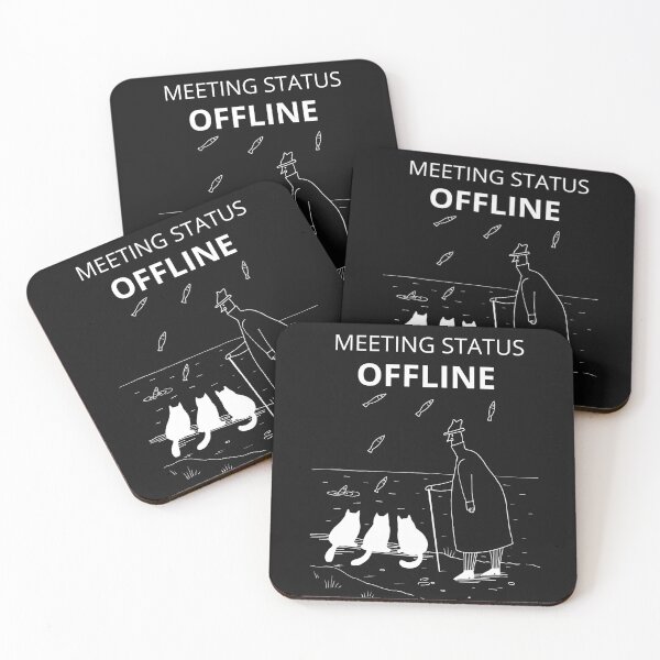 Item preview, Meeting Status: Offline - Three Cats and Old Man designed and sold by ContigoART.