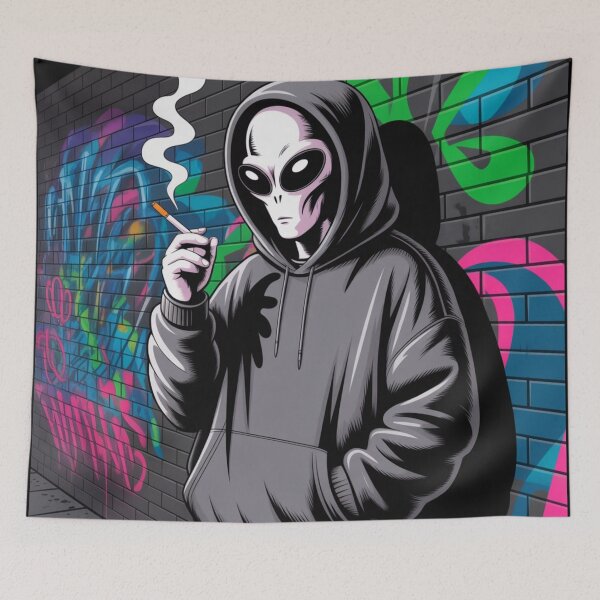 Item preview, Retro Smoking Alien UFO Graphic designed and sold by ALL ART .