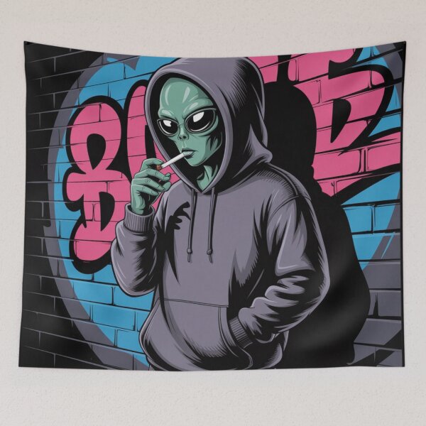 Item preview, Retro Smoking Alien UFO Graphic designed and sold by ALL ART .