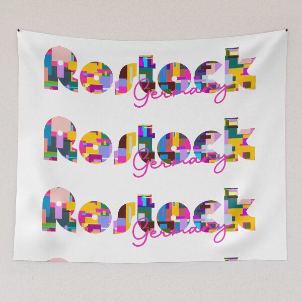 Item preview, Rostock, Germany, Vibrant Abstract City Typography Art designed and sold by Wanderful-roads.