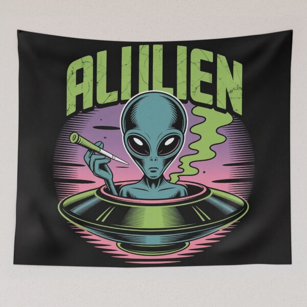 Item preview, Smoking Alien UFO designed and sold by ALL ART .