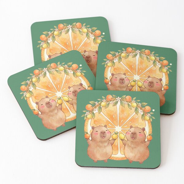 Item preview, Sunny Citrus Capybara Duo designed and sold by MegaNovaArt.