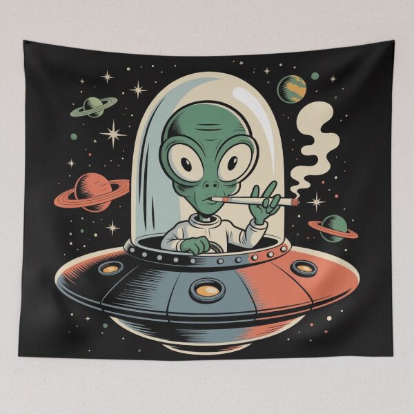 Item preview, Smoking Alien UFO designed and sold by ALL ART .