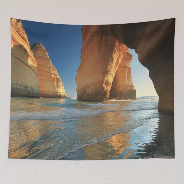 Item preview, Golden Hour Coastal Rock Arches over Turquoise Sea designed and sold by M&M Lifestyle Hub.