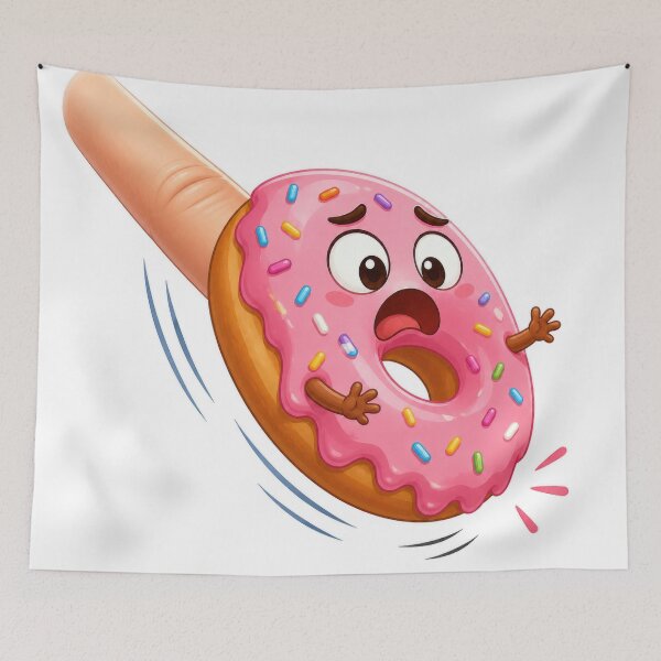 Item preview, Funny Scared Donut Getting Flicked Cartoon designed and sold by jgvisualarts.