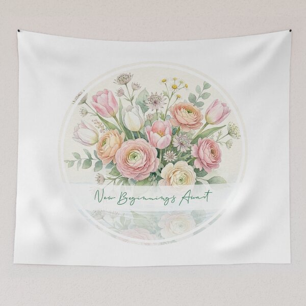 Item preview, New Beginnings Await Spring Flowers Watercolor Spiritual Art designed and sold by Osmose-Studio.