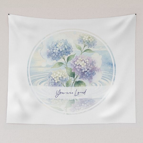 Item preview, You Are Loved Hydrangea Watercolor Spiritual Art designed and sold by Osmose-Studio.
