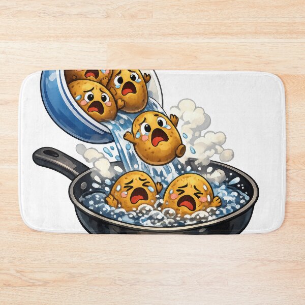 Item preview, Screaming Emoji Dumplings Boiling in Frying Pan designed and sold by jgvisualarts.
