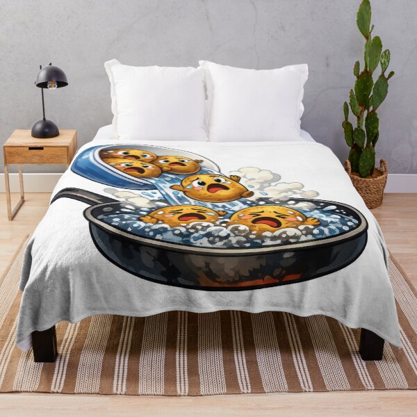 Item preview, Screaming Emoji Dumplings Boiling in Frying Pan designed and sold by jgvisualarts.