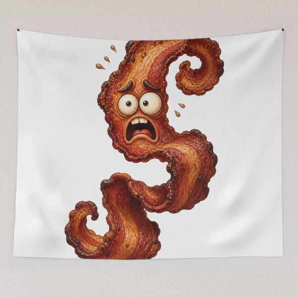 Item preview, Funny Scared Bacon Letter S Cartoon designed and sold by jgvisualarts.