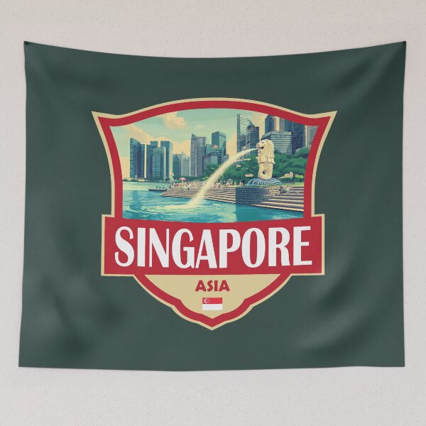Item preview, Singapore Illustration Retro Badge designed and sold by KrisSidDesigns.