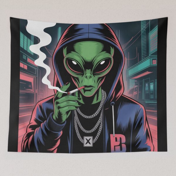 Item preview, Retro Smoking Alien UFO Graphic designed and sold by ALL ART .
