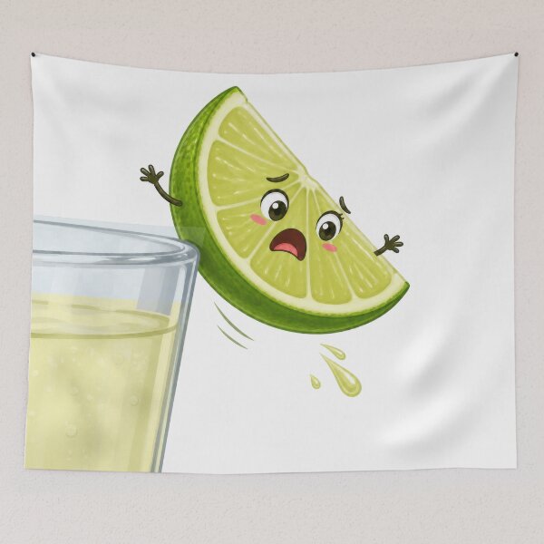 Item preview, Funny Scared Lime Slice Falling Into a Glass designed and sold by jgvisualarts.