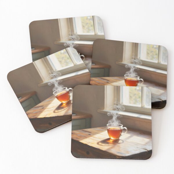 Item preview, Sunny Kitchen Tea Moment – Glass Cup Cozy Home Scene designed and sold by EmeraldeaArt.