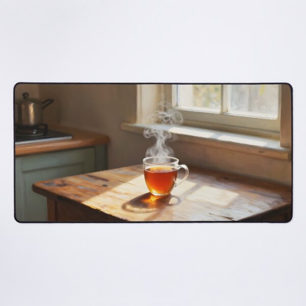 Item preview, Sunny Kitchen Tea Moment – Glass Cup Cozy Home Scene designed and sold by EmeraldeaArt.