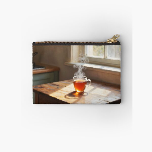 Item preview, Sunny Kitchen Tea Moment – Glass Cup Cozy Home Scene designed and sold by EmeraldeaArt.