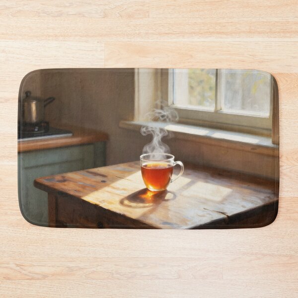 Item preview, Sunny Kitchen Tea Moment – Glass Cup Cozy Home Scene designed and sold by EmeraldeaArt.