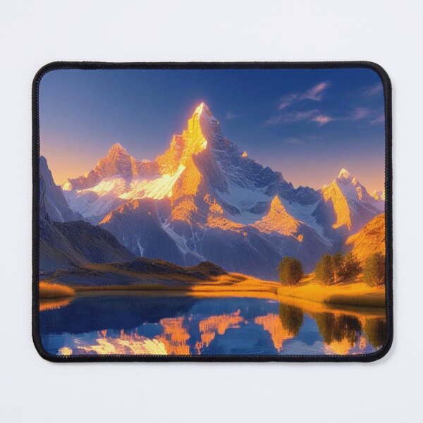 Item preview, Majestic Mountain Range At Sunrise - Golden Light Reflection On Crystal Lake designed and sold by M&M Lifestyle Hub.