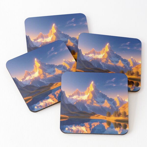 Item preview, Majestic Mountain Range At Sunrise - Golden Light Reflection On Crystal Lake designed and sold by M&M Lifestyle Hub.