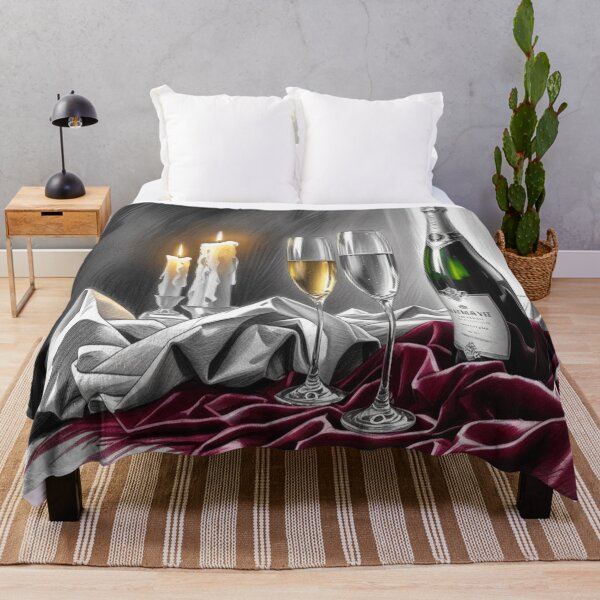 Item preview, Elegant Champagne Still Life Sketch - Black & White designed and sold by M&M Lifestyle Hub.