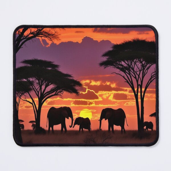 Item preview, African Sunset With Elephant Silhouettes - Golden Hour Savanna Landscape designed and sold by M&M Lifestyle Hub.