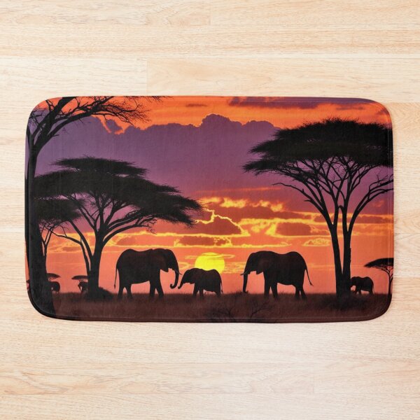 Item preview, African Sunset With Elephant Silhouettes - Golden Hour Savanna Landscape designed and sold by M&M Lifestyle Hub.