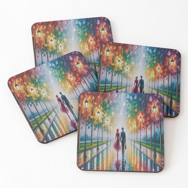 Item preview, Romantic Evening Park Walk - Reflective Pavement & Vintage Street Lamps designed and sold by M&M Lifestyle Hub.