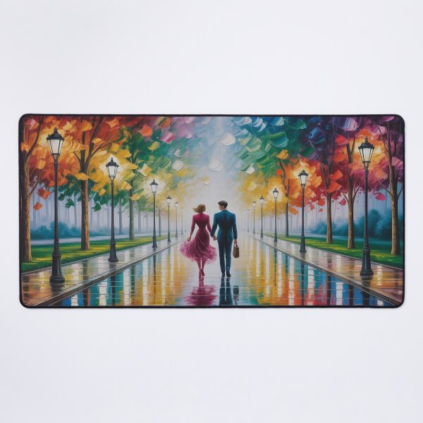Item preview, Romantic Evening Park Walk - Reflective Pavement & Vintage Street Lamps designed and sold by M&M Lifestyle Hub.