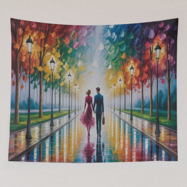 Item preview, Romantic Evening Park Walk - Reflective Pavement & Vintage Street Lamps designed and sold by M&M Lifestyle Hub.
