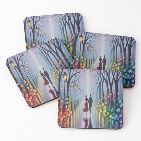 Item preview, Romantic Evening Park Walk - Reflective Pavement & Vintage Street Lamps designed and sold by M&M Lifestyle Hub.