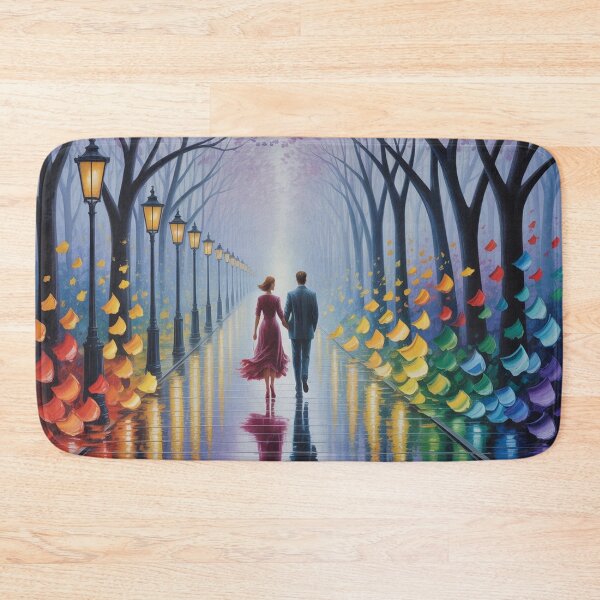 Item preview, Romantic Evening Park Walk - Reflective Pavement & Vintage Street Lamps designed and sold by M&M Lifestyle Hub.