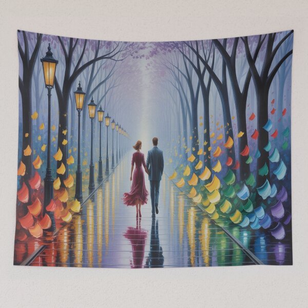 Item preview, Romantic Evening Park Walk - Reflective Pavement & Vintage Street Lamps designed and sold by M&M Lifestyle Hub.