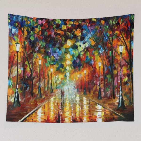 Item preview, Romantic Evening Park Walk - Reflective Pavement & Vintage Street Lamps designed and sold by M&M Lifestyle Hub.