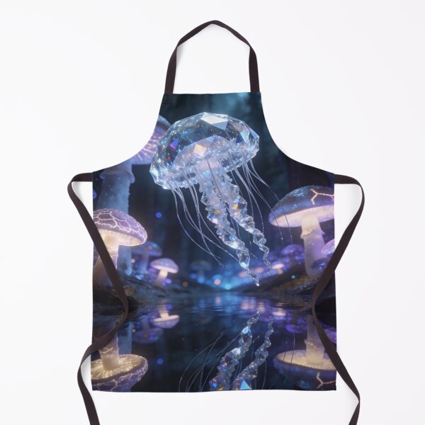 Item preview, Crystal Jellyfish & Glowing Mushrooms - Magical Jungle Surrealism designed and sold by drioArt.