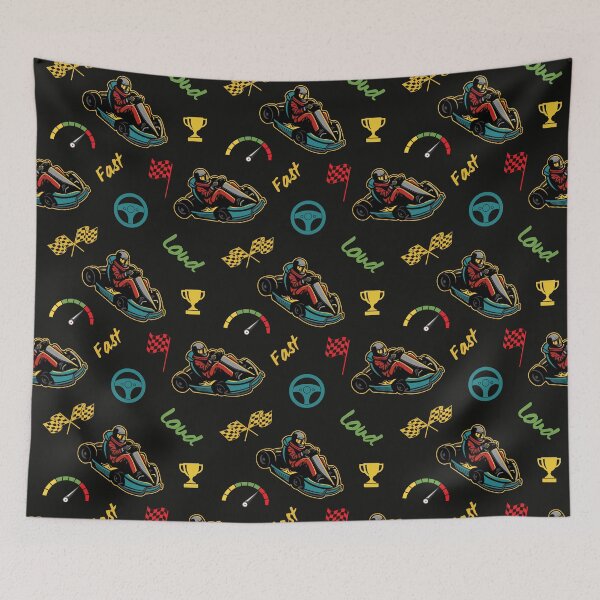 Item preview, Go karting / go kart or go home / kart driver on retro sunset pattern designed and sold by portrait4you.