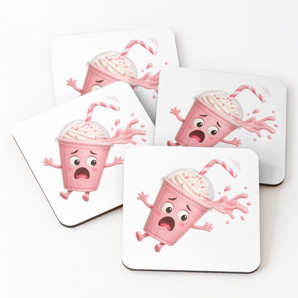 Item preview, Panicked Strawberry Milkshake Spilling Everywhere Cartoon Character designed and sold by jgvisualarts.