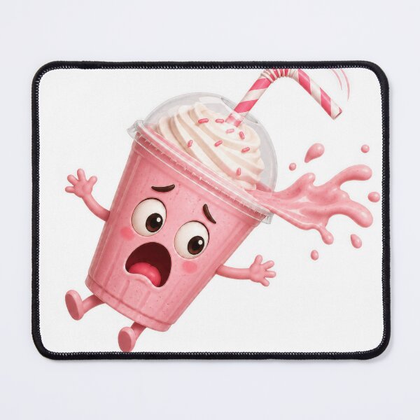 Item preview, Panicked Strawberry Milkshake Spilling Everywhere Cartoon Character designed and sold by jgvisualarts.