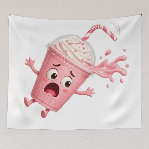 Item preview, Panicked Strawberry Milkshake Spilling Everywhere Cartoon Character designed and sold by jgvisualarts.