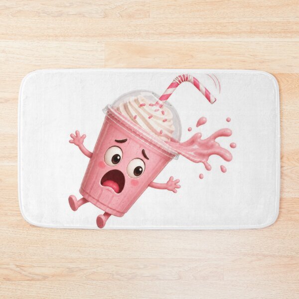 Item preview, Panicked Strawberry Milkshake Spilling Everywhere Cartoon Character designed and sold by jgvisualarts.