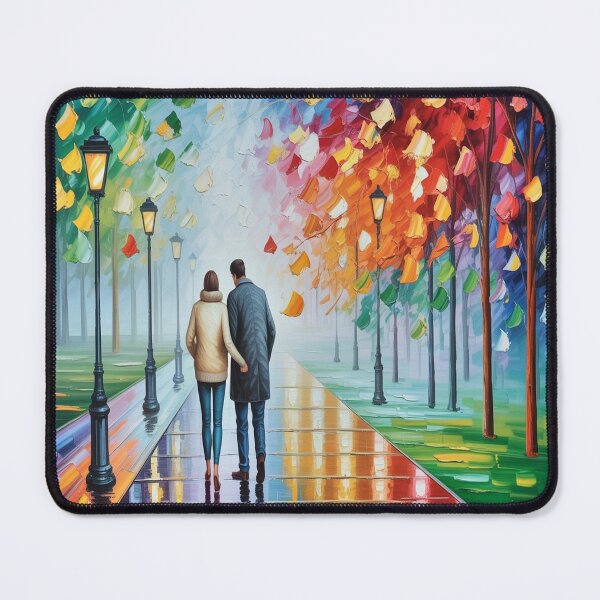Item preview, Romantic Evening Park Walk - Reflective Pavement & Vintage Street Lamps designed and sold by M&M Lifestyle Hub.