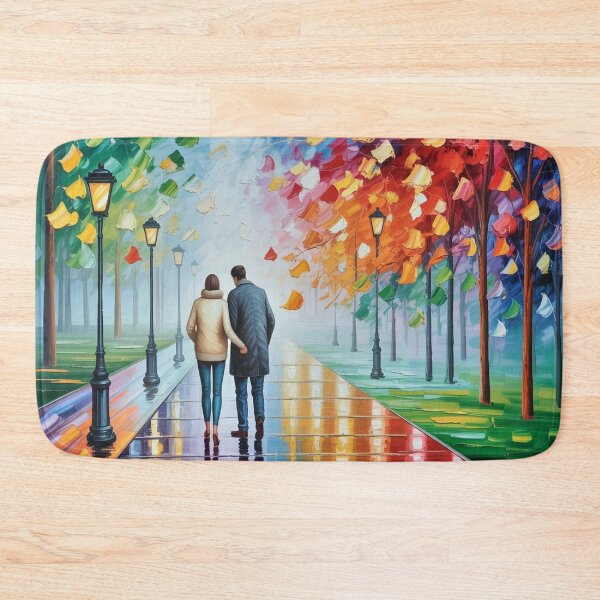 Item preview, Romantic Evening Park Walk - Reflective Pavement & Vintage Street Lamps designed and sold by M&M Lifestyle Hub.