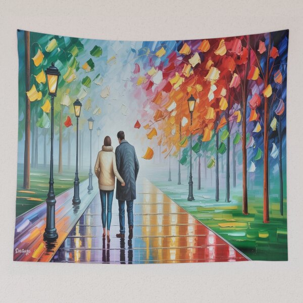 Item preview, Romantic Evening Park Walk - Reflective Pavement & Vintage Street Lamps designed and sold by M&M Lifestyle Hub.