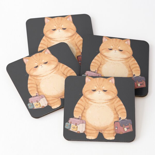Item preview, Tired Travel Cat With Tiny Suitcases designed and sold by Moody Vibes Studio.