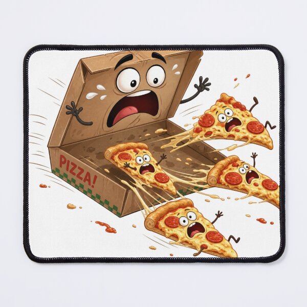 Item preview, Terrified Pizza Slices Flying Out of Cartoon Pizza Box designed and sold by jgvisualarts.